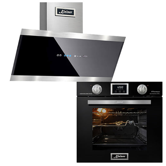 Grand Chef Gas Oven & 80cm Pro Cooker Hood (Black)