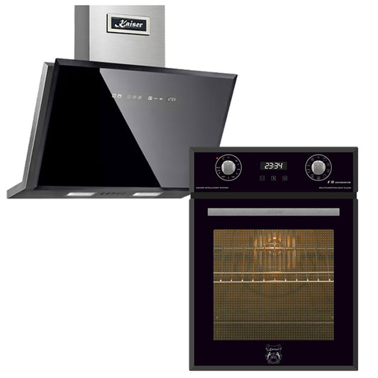 Grand Chef 45cm Electric Oven & 60cm Pro Chimney Cooker Hood (Black)