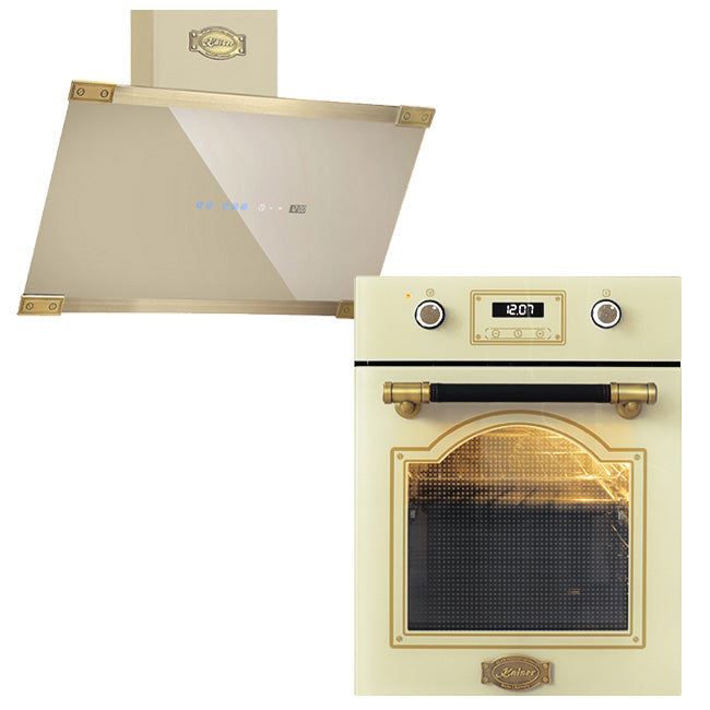 Art Deco 45cm Electric Oven & 90cm Cooker Hood (Ivory)