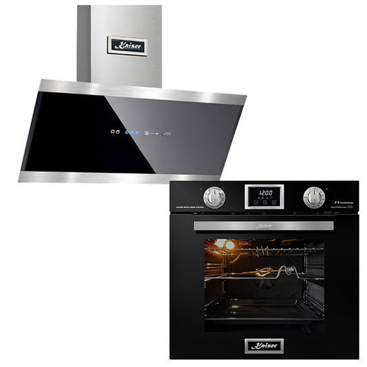 Grand Chef Gas Oven & 70cm Pro Eco Cooker Hood (Black)