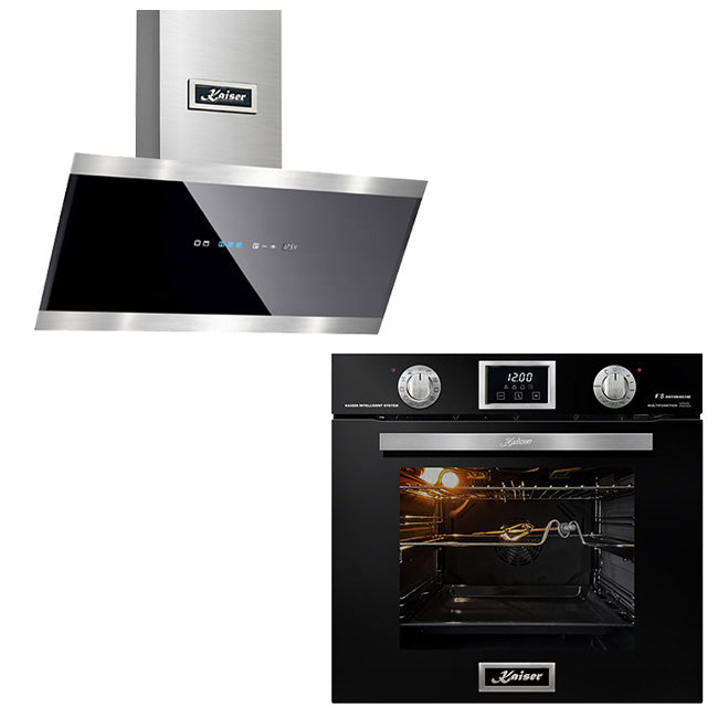 Grand Chef Gas Oven & 50cm Pro Eco Cooker Hood (Black)