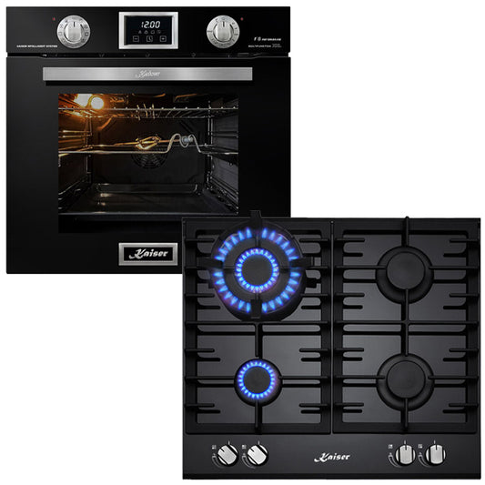 Grand Chef Gas Oven & 4 Burner Gas Hob Black Bundle