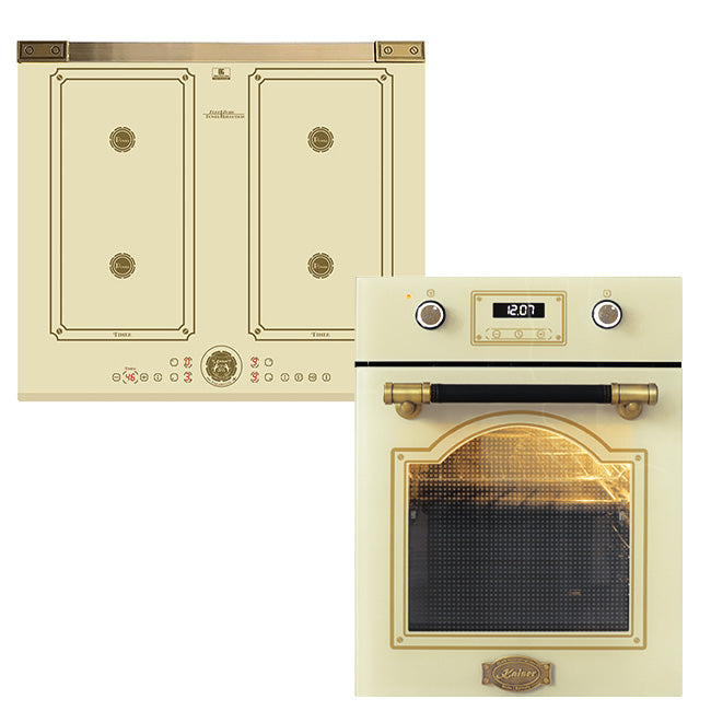 Art Deco 45cm Electric Oven & 59cm Induction Hob (Ivory)