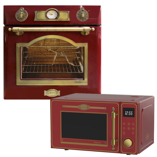 Empire 60cm Electric Oven & 900W Microwave (Bordeaux Red)
