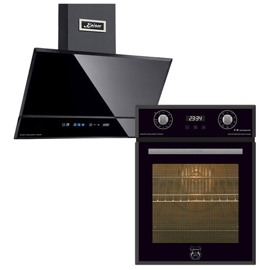 Grand Chef 45cm Electric Oven & 60cm Pro Cooker Hood (Black)