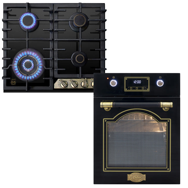 Art Deco 45cm Electric Oven & Empire 60cm Gas Hob (Black)