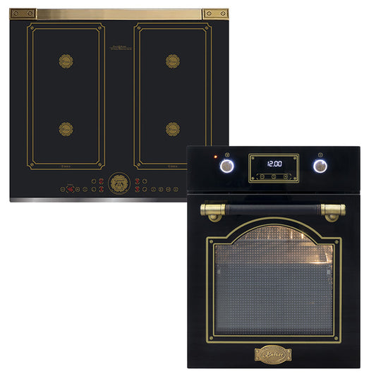 Art Deco 45cm Electric Oven & 59cm Induction Hob (Black)