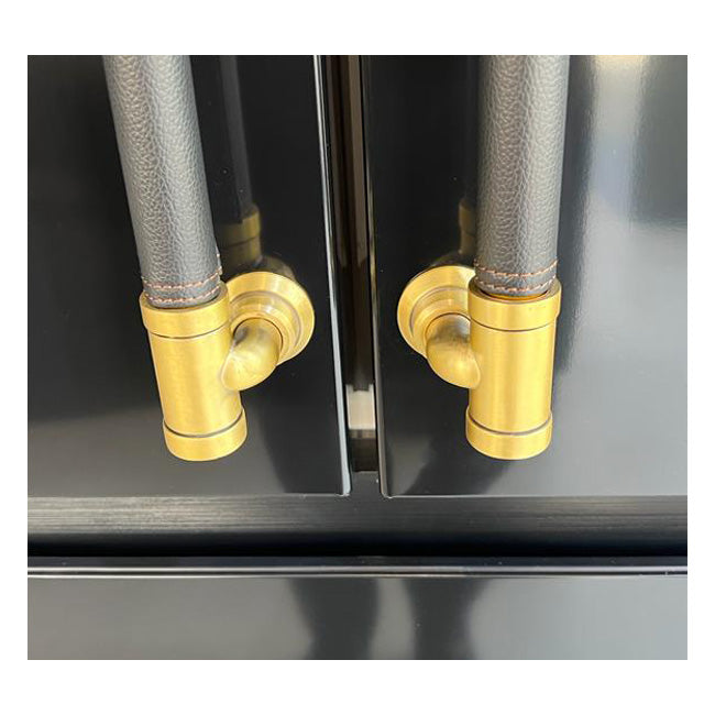 Art Deco French Door Fridge Freezer Leather Handles (Black) LP