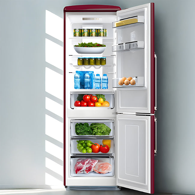 Empire Slim 60cm Fridge Freezer (Bordeaux Red)