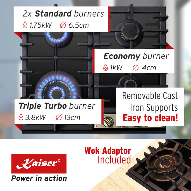 Art Deco 45cm Electric Oven & Empire 60cm Gas Hob (Black)