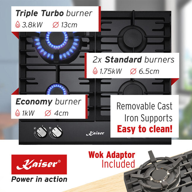 Grand Chef Gas Oven & 4 Burner Gas Hob Black Bundle