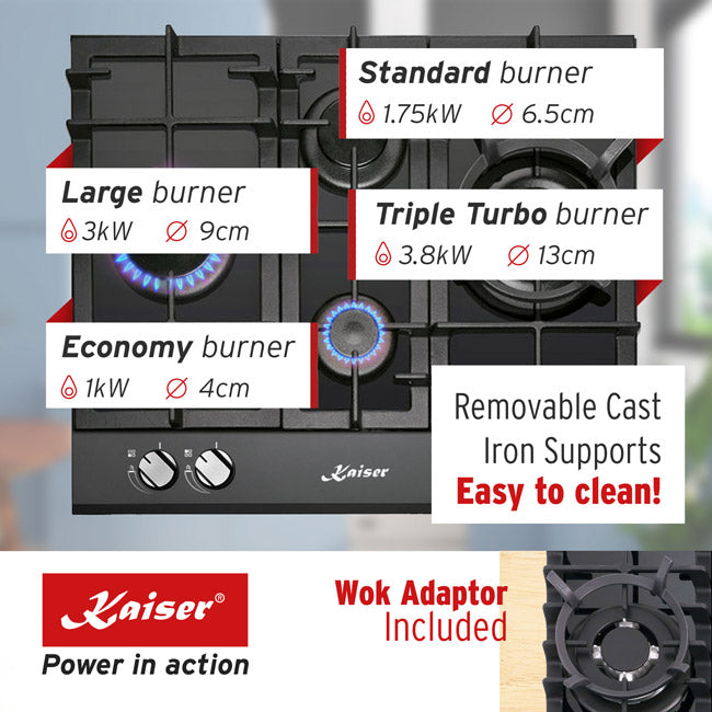 Grand Chef Gas Oven & 4 Burner Gas Hob Bundle (Black)