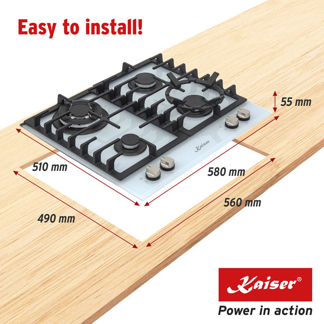 Grand Chef Gas Oven & 4 Burner Gas Hob Bundle White