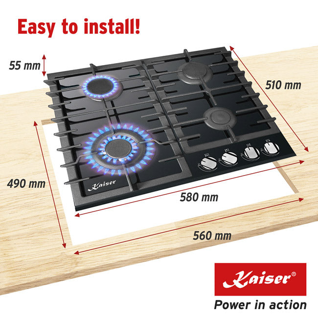Grand Chef Gas Oven & 4 Burner Gas Hob Bundle Black