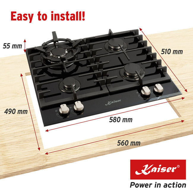 Grand Chef Gas Oven & 4 Burner Gas Hob Black Bundle