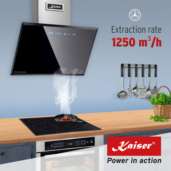 Grand Chef Gas Oven & 60cm Pro Chimney Cooker Hood (Black)