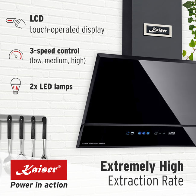 Grand Chef Gas Oven & 70cm Pro Cooker Hood (Black)