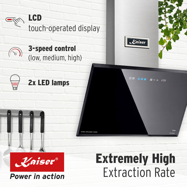 Grand Chef 45cm Electric Oven & 60cm Pro Chimney Cooker Hood (Black)