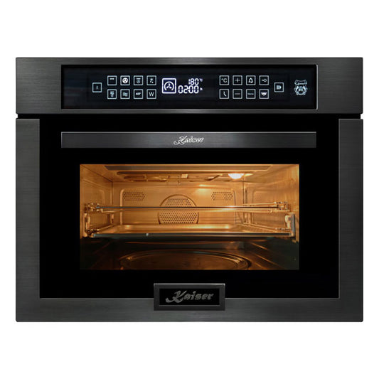 Grand Chef Compact Electric Oven with Microwave Function (Black Stainless Steel)