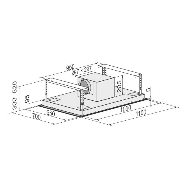 Avantgarde Pro 110cm Built-In Ceiling Island Cooker Hood (Steel)