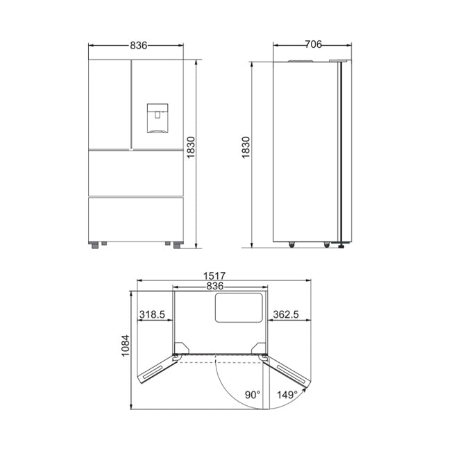Empire French Door Fridge Freezer (Ivory)