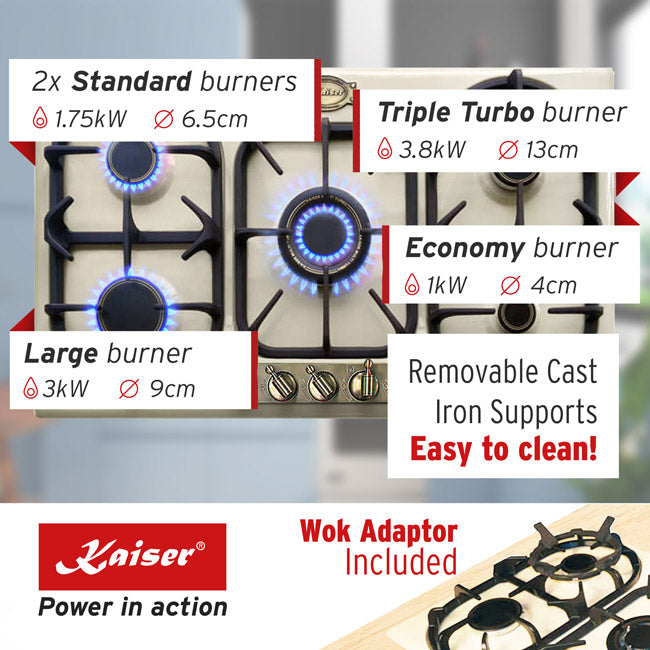 Empire 86cm Gas Hob (Ivory)