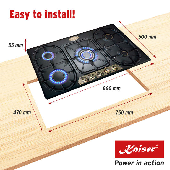 Empire 86cm Gas Hob (Black)