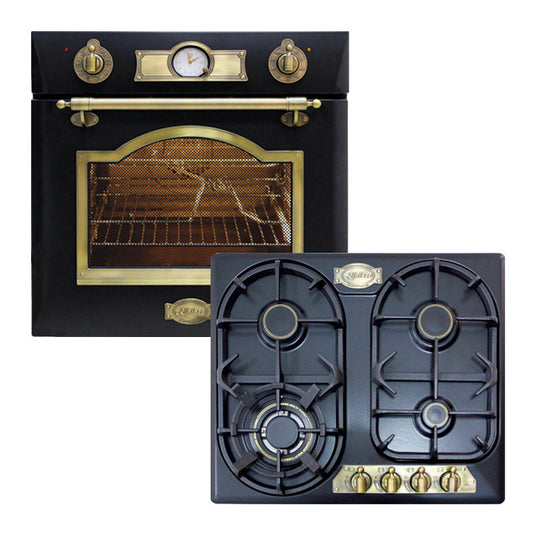 Empire Electric Oven & 4 Burner Enamel Gas Hob Bundle (Black)