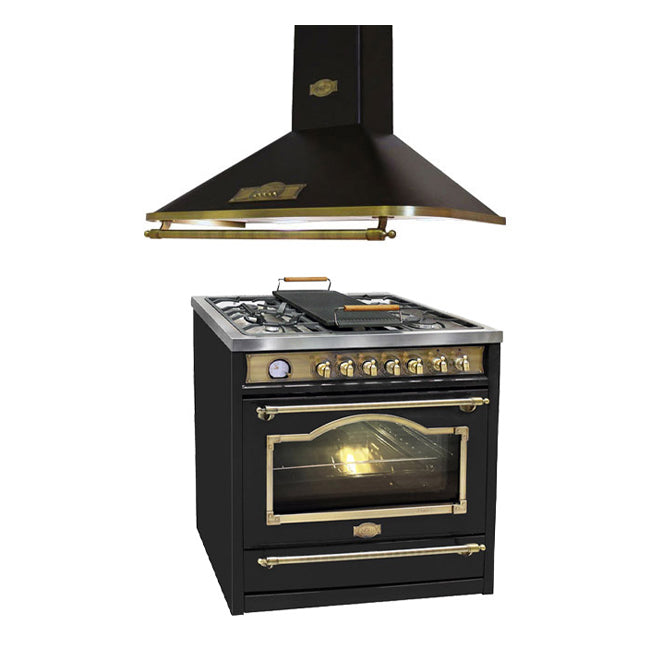 Empire Dual Fuel Range Cooker & 90cm Hood Bundle (Black)