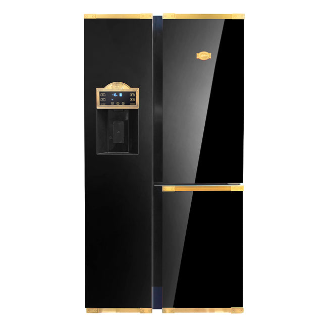 Art Deco American Style Plumbed Fridge Freezer (Black)