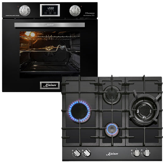 Grand Chef Gas Oven & 4 Burner Gas Hob Bundle (Black)