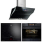 La Perle Noire Electric Oven, 59cm Induction Hob & Cooker Hood Bundle (Black Moire)