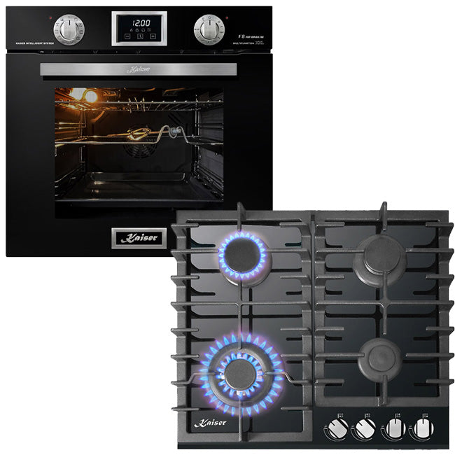 Grand Chef Gas Oven & 4 Burner Gas Hob Bundle Black