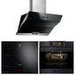 La Perle Noire Steam Oven, 59cm Induction Hob & Cooker Hood Bundle (Black Moire)