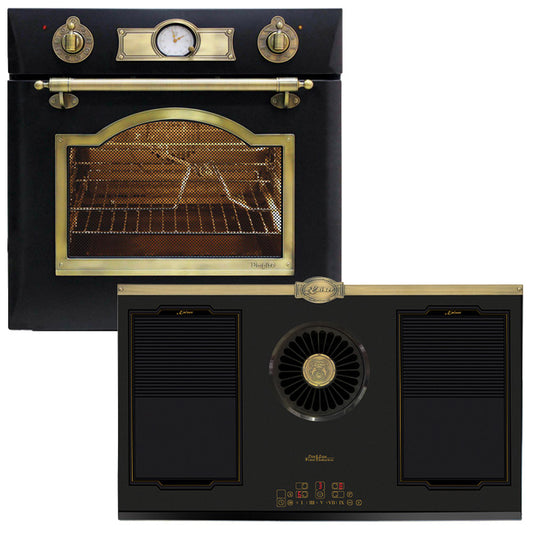 Empire 60cm Electric Oven & 90cm Downdraft Induction Hob (Black)