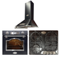 Empire Electric Oven, Gas Hob & Cooker Hood Bundle (Black Silver)