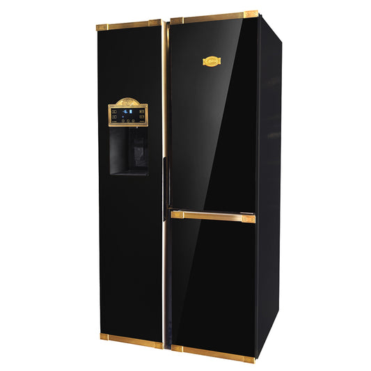 Art Deco American Style Plumbed Fridge Freezer (Black)