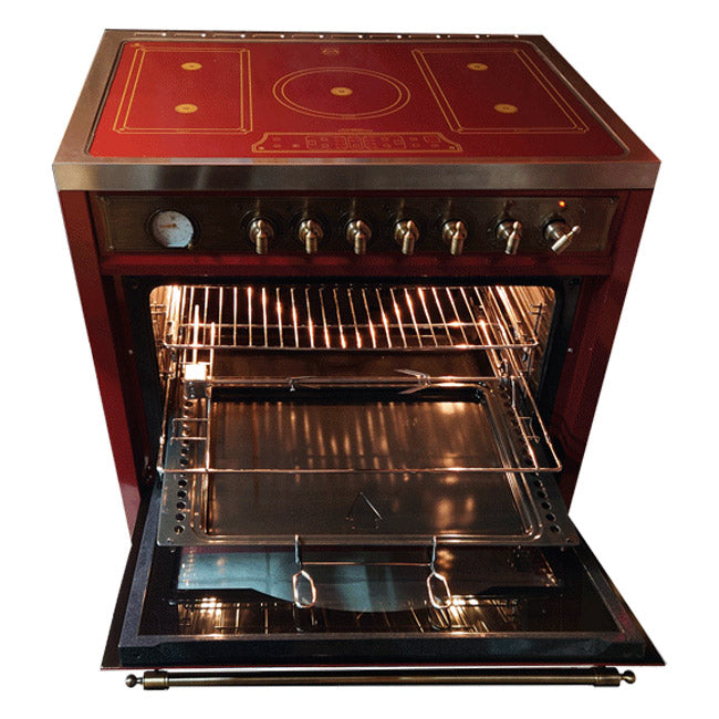 Empire Induction Range Cooker & 90cm Cooker Hood Bundle (Bordeaux Red)