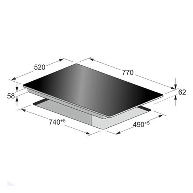 La Perle Noire 77cm Induction Hob & 90cm TFT Cooker Hood (Black)