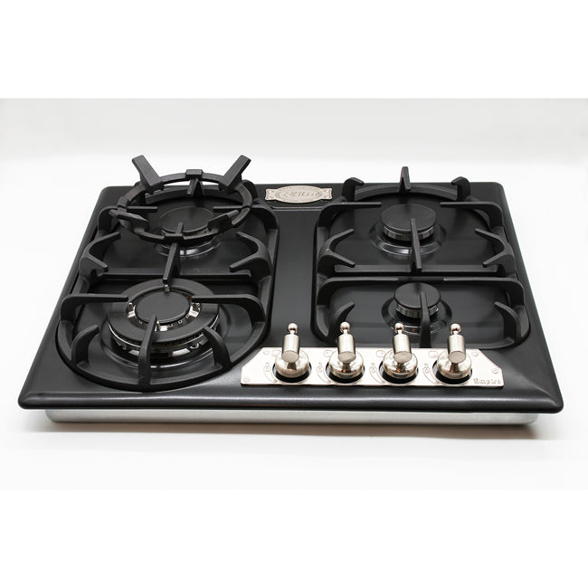 Empire Electric Oven & 4 Burner Gas Hob Bundle (Black Silver)