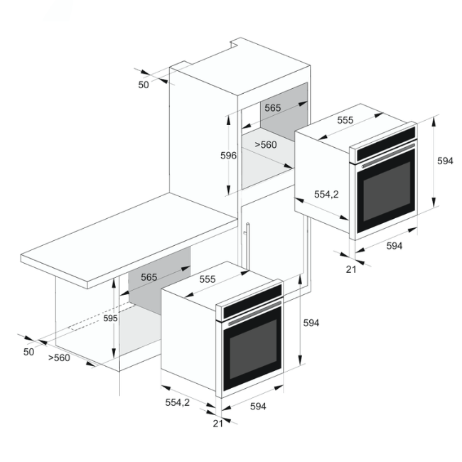 La Perle TFT Display Pyrolytic Electric Oven (Black)