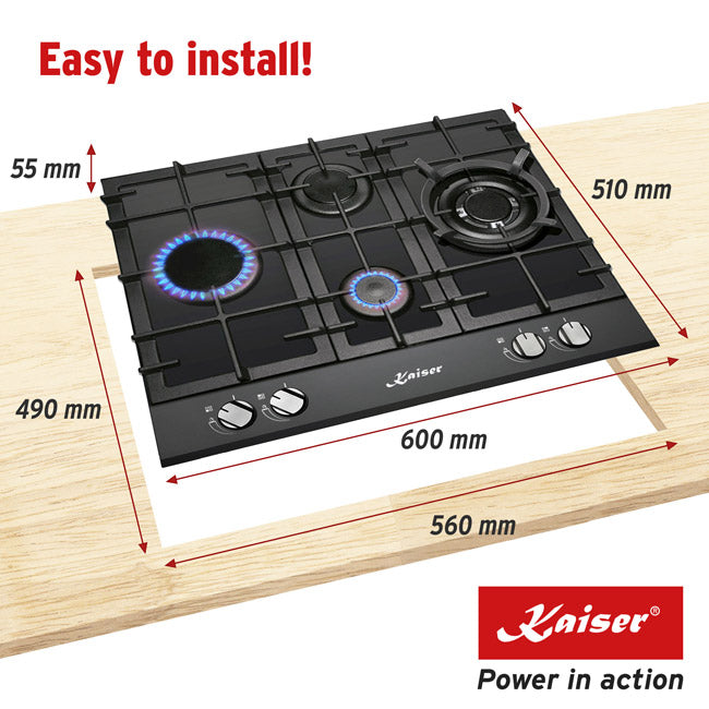 Grand Chef Gas Oven & 4 Burner Gas Hob Bundle (Black)