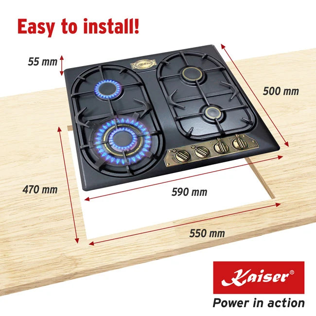 Empire 60cm Gas Hob (Black Silver)