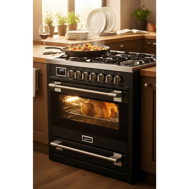 Avantgarde Pro Dual Fuel Range Cooker & 90cm Hood Bundle (Black)