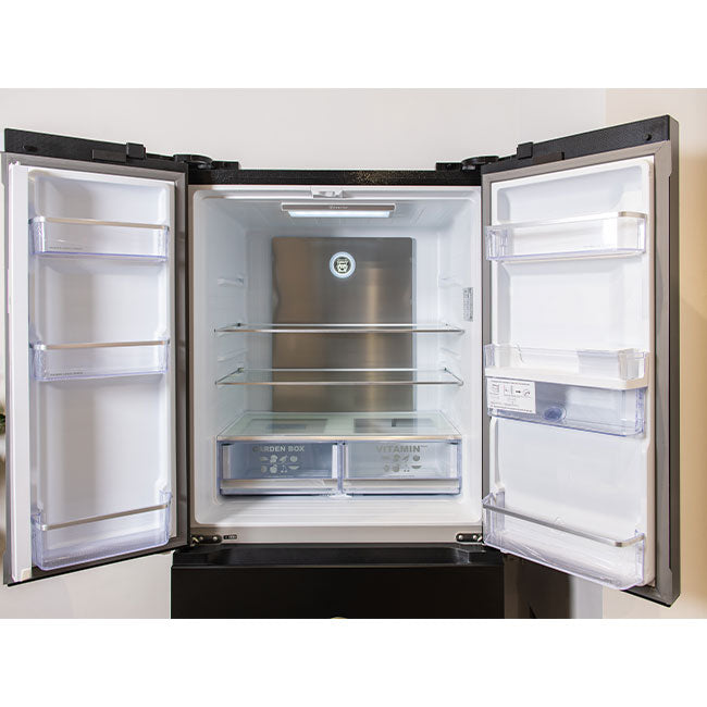 Art Deco French Door Fridge Freezer Leather Handles (Black)