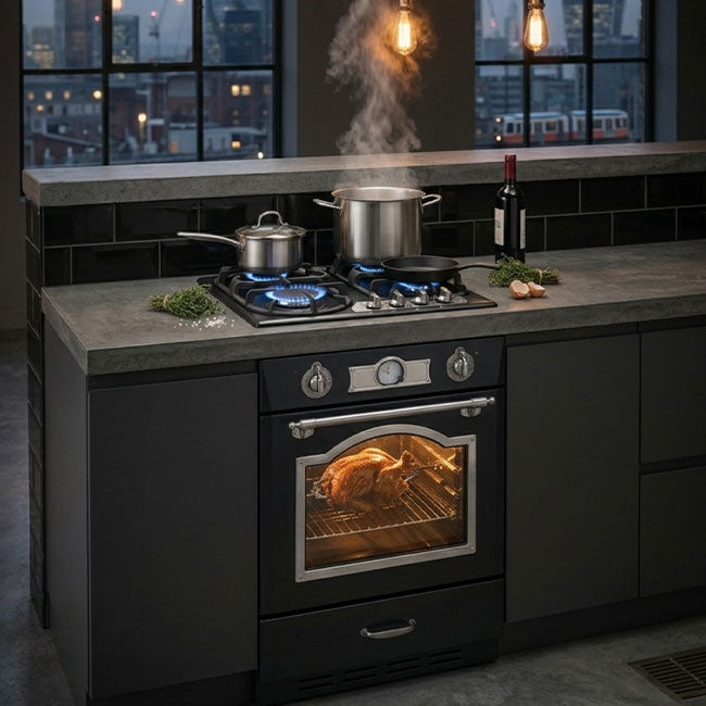 Empire Electric Oven & 60cm Cooker Hood Bundle (Black Silver)