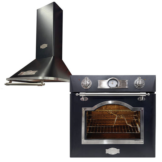 Empire Electric Oven & 60cm Cooker Hood Bundle (Black Silver)