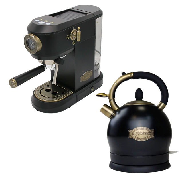 Empire Espresso Coffee Machine & Kettle Bundle (Black)