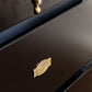 Art Deco French Door Fridge Freezer Leather Handles (Black)