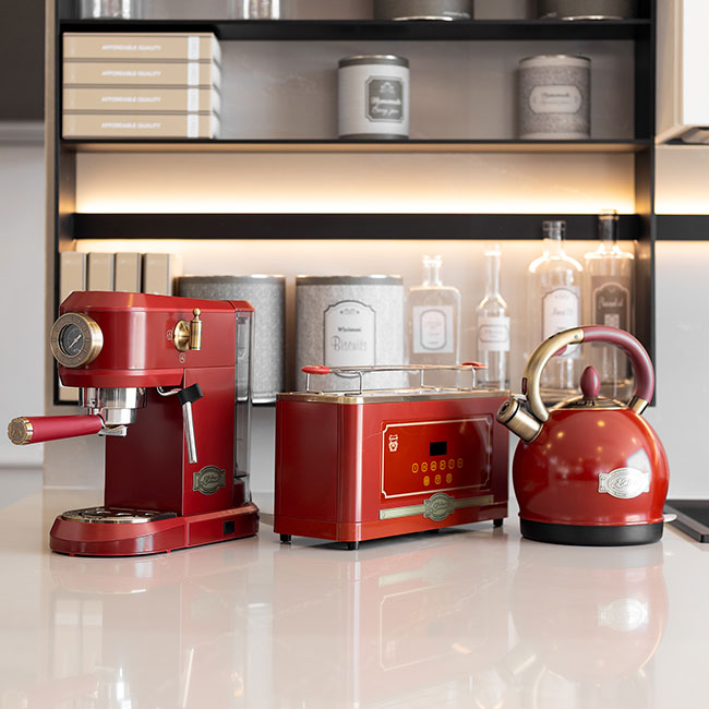 Empire Espresso Coffee Machine & Kettle Bundle (Red)